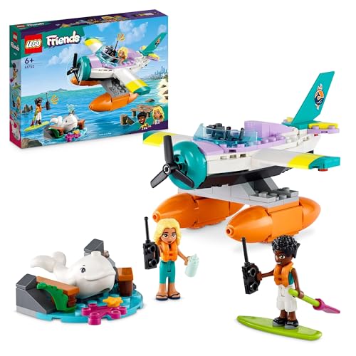 LEGO Friends Seerettungsflugzeug, Flugzeug-Spielzeug mit Wal-Figur und Mini-Puppen, Tier-Pflege Geschenk zum Geburtstag für Mädchen, Jungen und Kinder ab 6 Jahren 41752 von LEGO