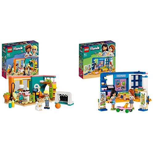 LEGO 41754 Friends Leos Zimmer Backen Spielset, Sammler Spielzeug für Mädchen sowie Jungen mit Olly Mini-Puppe und Kätzchen Churro & 41739 Friends Lianns Zimmer, Mini-Spielzeug zum Thema Kunst von LEGO