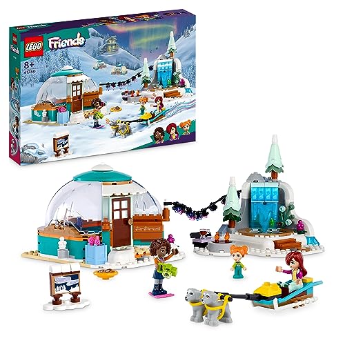 LEGO Friends Ferien im Iglu Set mit Camping-Zelt, 2 Schlittenhunden, Mini-Puppen und Zubehör, fantasievolles Winter-Spielzeug zu Weihnachten für Mädchen, Jungen, Kinder ab 8 Jahren 41760 von LEGO