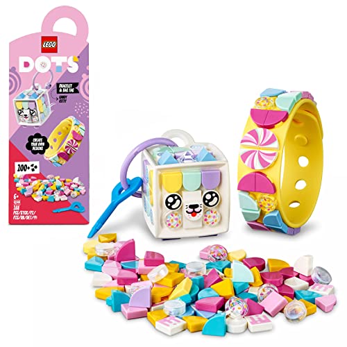 LEGO 41944 DOTS Candy Kitty Armband & Taschenanhänger mit Katze, kreatives 2-in-1 Bastelset, Schlüsselanhänger, Kinderschmuck-Set, DIY Spielzeug von LEGO
