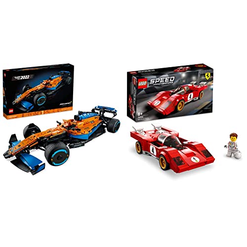 LEGO 42141 Technic McLaren Formel 1 Rennwagen, Rennauto Modellbausatz, 2022 Modellauto-Set für Erwachsene & 76906 Speed Champions 1970 Ferrari 512 M Bausatz für Modellauto, Spielzeug-Auto von LEGO