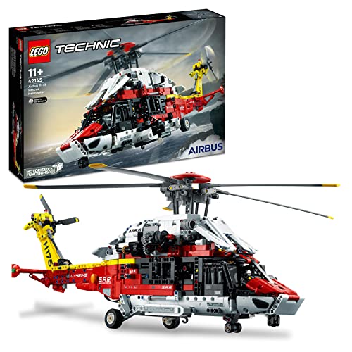 LEGO Technic Airbus H175 Rettungshubschrauber, Modellbausatz für Kinder, Spielzeug-Hubschrauber mit drehbaren Rotoren und motorisierten Funktionen, Lernspielzeug 42145 von LEGO