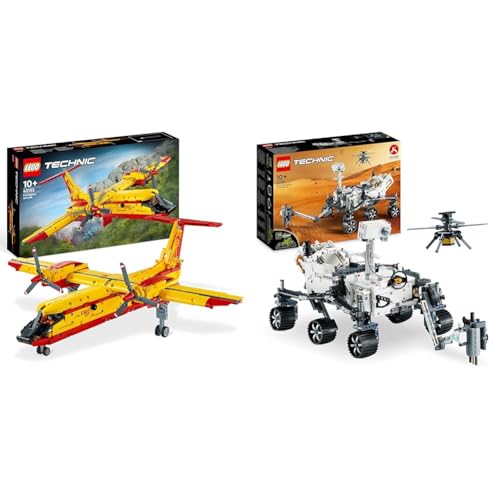 LEGO 42152 Technic Löschflugzeug Feuerwehr-Flugzeug-Spielzeug als Geschenk-Idee für Kinder ab 10 Jahre & 42158 Technic NASA Mars-Rover Perserverance Weltraum Spielzeug Set mit AR-App von LEGO