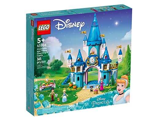 LEGO 43206 Disney Princess Cinderellas Schloss Spielzeug zum Bauen mit 3 Mini-Puppen, Puppenhaus Geschenkidee mit Disney Figuren von LEGO