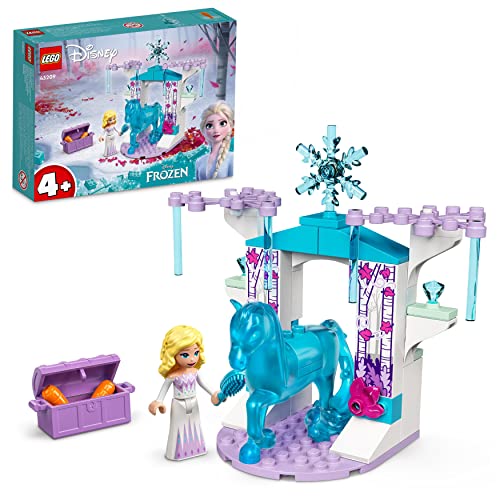 LEGO 43209 Disney Princess ELSA und Nokks Eisstall aus Die Eiskönigin Frozen, Spielzeug mit ELSA-Mini-Puppe und Pferde-Figur, ab 4 Jahre von LEGO
