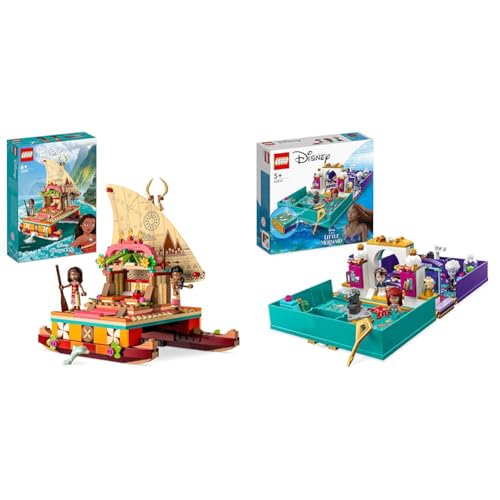 LEGO 43210 Disney Princess Vaianas Katamaran Spielzeug Boot mit Vaiana und Sina Prinzessinnen Mini-Puppen & 43213 Disney Prinzessin Die kleine Meerjungfrau Märchenbuch Spielzeug zum Bauen für Kinder von LEGO