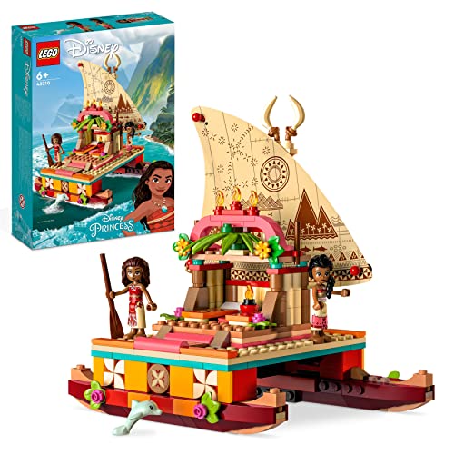 LEGO Disney Princess Vaianas Katamaran Spielzeug Boot mit Vaiana und Sina Prinzessinnen Mini-Puppen & Delfin-Figur für Mädchen und Jungen 43210 von LEGO