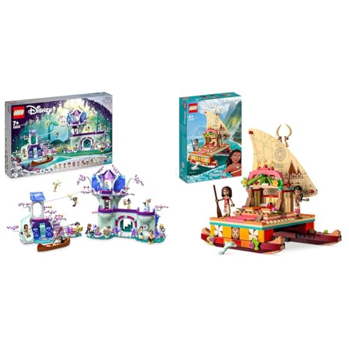 LEGO 43215 Disney Das verzauberte Baumhaus Set mit 13 Mini-Puppen & 43210 Disney Princess Vaianas Katamaran Spielzeug Boot mit Vaiana und Sina Prinzessinnen Mini-Puppen & Delfin-Figur von LEGO