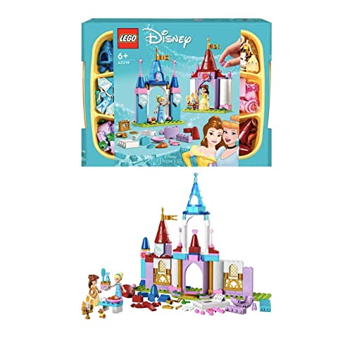 LEGO Disney Princess Kreative Schlösserbox, Spielzeug Schloss Spielset mit Belle und Cinderella Mini-Puppen und Steine Sortierbox, Reisespielzeug für Mädchen und Jungen ab 6 Jahren 43219 von LEGO