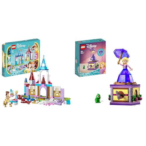 LEGO 43219 Disney Princess Kreative Schlösserbox & 43214 Disney Princess Rapunzel-Spieluhr, Prinzessinnen Spielzeug Zum Bauen Mit Rapunzel Mini-Puppe, Diamantkleid Und Chamäleon Pascal Für Kinder von LEGO