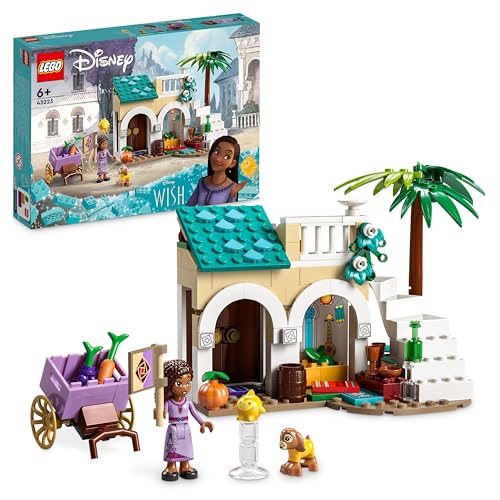 LEGO Disney Wish Asha in der Stadt Rosas, Wish-Film-Set mit Marktplatz, Asha-Minipuppe, Valentino als Spielzeug-Ziege und Stern-Figuren, Geschenk für Kinder ab 6 Jahren, Mädchen und Jungen 43223 von LEGO