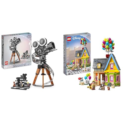 LEGO 43230 Disney Kamera – Hommage an Walt Disney & 43217 Disney and Pixar Carls Haus aus „Oben“, baubares Spielzeug mit Luftballons von LEGO