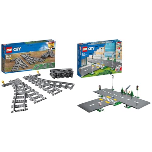 LEGO 60238 City Weichen, 6 Elemente, Erweiterungsset für Kinder, Spielzeug Set & City - Straßenkreuzung mit Ampeln von LEGO