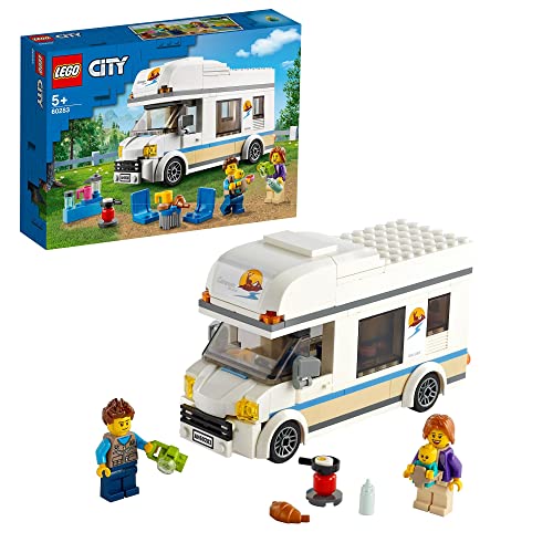 LEGO City Starke Fahrzeuge Ferien-Wohnmobil Spielzeug, Spielzeugauto Campingbus, Lernspielzeug, Geschenk für Jungen und Mädchen mit Minifiguren 60283 von LEGO