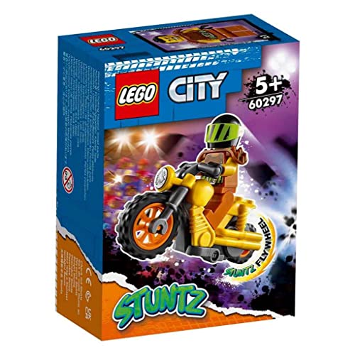 LEGO 60297 City Stuntz Power-Stuntbike, Set mit schwungradbetriebenem Motorrad und Rennfahrer-Wallop-Minifigur, Spielzeug für Kinder ab 5 Jahren von LEGO