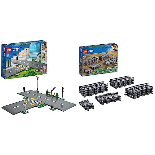 LEGO 60304 City Straßenkreuzung mit Ampeln, Bauset mit im Dunkeln leuchtenden Steinen & 60205 City Schienen, 20 Stück, Erweiterungsset, Kinderspielzeug LEGO 60304 City Straßenkreuzung mit Ampeln, Bauset mit im Dunkeln leuchtenden Steinen & 60205 City Schienen, 20 Stück, Erweiterungsset, Kinderspielzeug von LEGO