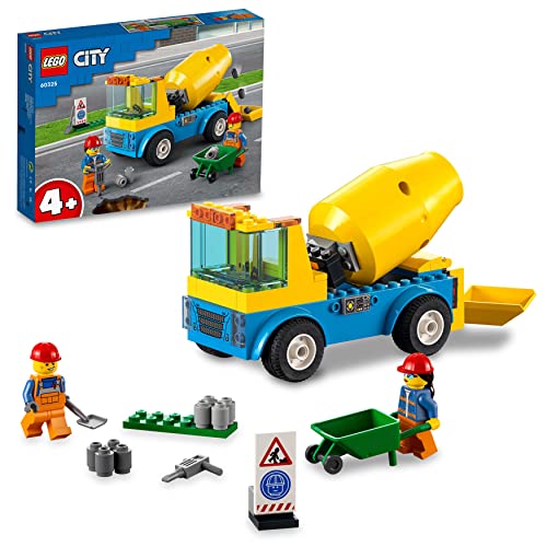 LEGO 60325 City Starke Fahrzeuge Betonmischer, LKW-Spielzeug mit Baustelle, Baufahrzeugen und Minifiguren für Kinder ab 4 Jahren, kreatives Geschenk von LEGO