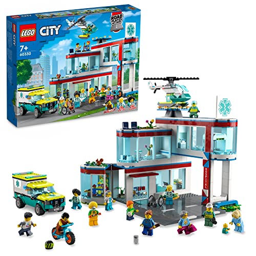 LEGO 60330 City Krankenhaus mit Krankenwagen, Rettungshubschrauber und 12 Mini-Figuren für Jungen und Mädchen ab 7 Jahren, Spielzeug mit Stadt-Gebäuden von LEGO