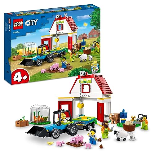 LEGO 60346 City Bauernhof mit Tieren, inkl. Schaf, Schwein, Kuh und mehr sowie Traktor-Spielzeug mit Anhänger, Lernspielzeug für Kinder ab 4 Jahre LEGO 60346 City Bauernhof mit Tieren, inkl. Schaf, Schwein, Kuh und mehr sowie Traktor-Spielzeug mit Anhänger, Lernspielzeug für Kinder ab 4 Jahre von LEGO