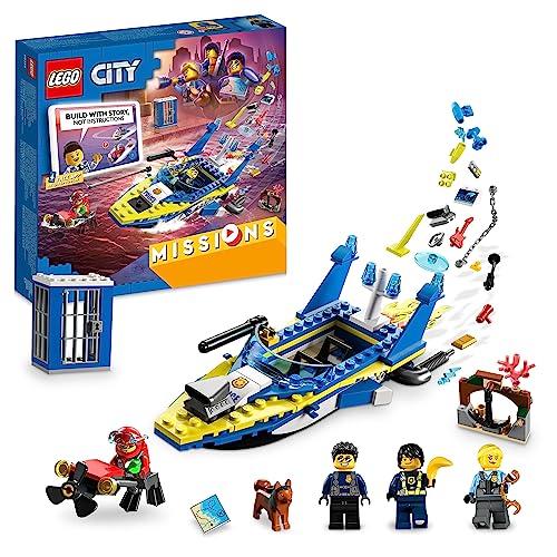 LEGO 60355 City Detektivmissionen Der Wasserpolizei, Interaktives Abenteuer-Spielset Mit Boot Und 4 Minifiguren, Polizei-Spielzeug Geschenk von LEGO