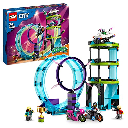 LEGO 60361 City Stuntz Ultimative Stuntfahrer-Challenge, 3in1 Stunts für 1 oder 2 Spieler Action, mit 2 schwungradbetriebenen Spielzeug-Motorrädern für Kinder, 2023 Set von LEGO