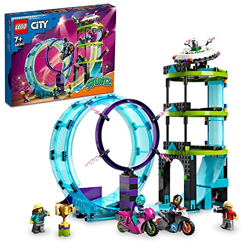 LEGO 60361 City Stuntz Ultimative Stuntfahrer-Challenge, 3in1 Stunts für 1 oder 2 Spieler Action, mit 2 schwungradbetriebenen Spielzeug-Motorrädern für Kinder, 2023 Set von LEGO