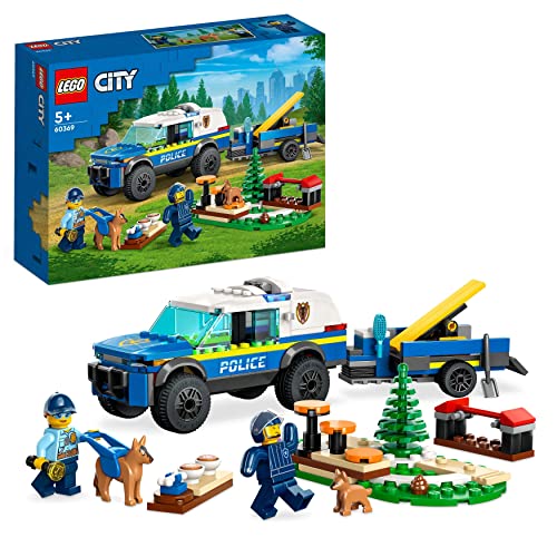 LEGO 60369 City Mobiles Polizeihunde-Training, Polizeiauto-Spielzeug mit Anhänger, Hunde- und Welpenfiguren, Tier-Set für Kinder ab 5 Jahren von LEGO