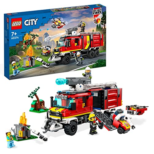 LEGO 60374 City Einsatzleitwagen der Feuerwehr, modernes Feuerwehrauto-Spielzeug mit Löschdrohnen, mit Figuren für Kinder von LEGO
