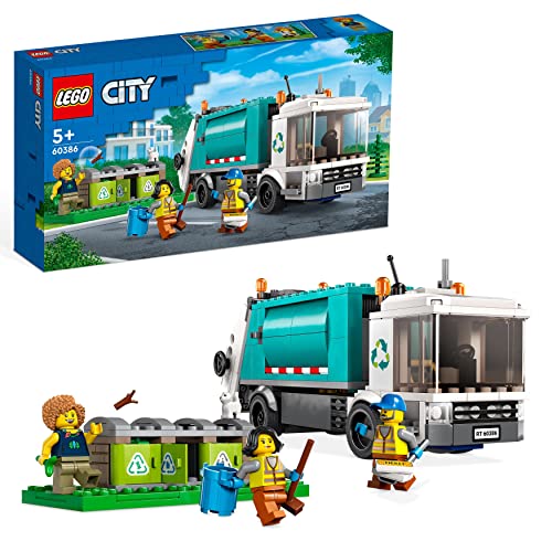 LEGO 60386 City Müllabfuhr, Müllwagen Spielzeug mit Mülltonnen für Kinder ab 5 Jahren, Lern- und Sortierspielzeug, Serie Nachhaltiges Leben von LEGO
