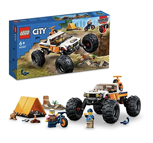LEGO City Offroad Abenteuer, Camping Monster Truck Spielzeug mit funktionierender Federung, Fahrzeug für Kinder ab 6 Jahre 60387 von LEGO