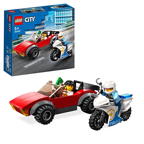 LEGO City Polizei Verfolgungsjagd mit Polizei-Motorrad Set, Rennauto-Spielzeug mit Polizisten Minifigur für Kinder ab 5 Jahren 60392 von LEGO
