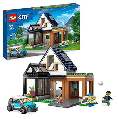 LEGO 60398 City Familienhaus mit Elektroauto, Puppenhaus Set mit Spielzeugauto und Zubehör, Bauen mit Modulen, modulares BAU-Spielzeug für Kinder ab 6 Jahren von LEGO