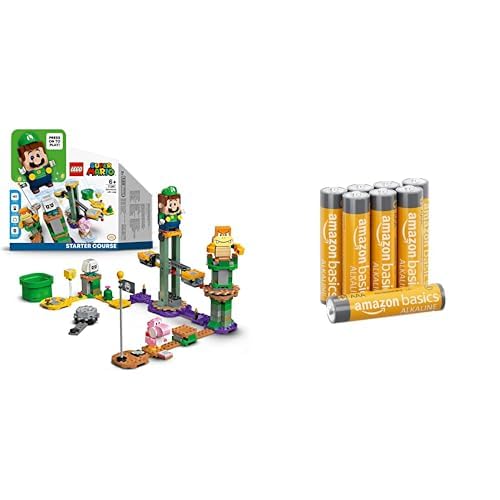 LEGO 71387 Super Mario Abenteuer mit Luigi – Starterset, Spielzeug mit Einer interaktiven Figur & Amazon Basics AAA-Alkalibatterien, leistungsstark, 1,5 V, 8 Stück (Aussehen kann variieren) von LEGO