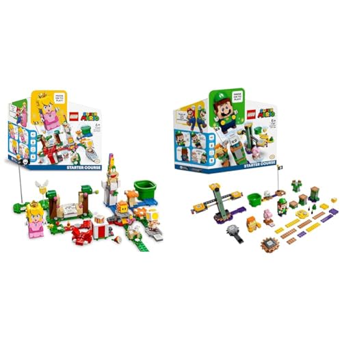 LEGO 71403 Super Mario Abenteuer mit Peach & 71387 Super Mario Abenteuer mit Luigi – Starterset, Spielzeug mit Einer interaktiven Figur, modulares Set von LEGO