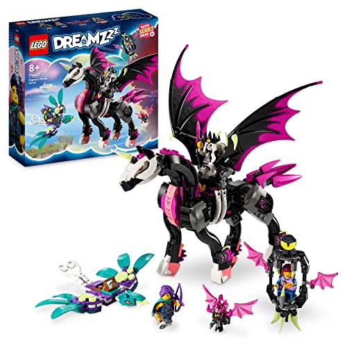 LEGO 71457 DREAMZzz Pegasus, Baue 2 Arten eines Pferdespielzeuges, enthält Zoey, Nova und Albtraumkönig als Minifiguren aus der TV-Show, kreatives Tierspielzeug für Kinder, Jungen und Mädchen von LEGO