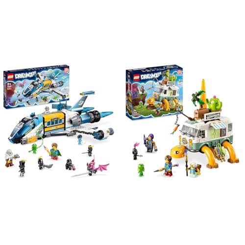 LEGO 71460 DREAMZzz Mr. Oz Weltraumbus, zweifach baubares Raketen-Bus-Spielzeug & 71456 DREAMZzz Mrs. Castillos Schildkrötenbus, baue das Wohnmobil-Spielzeug von LEGO