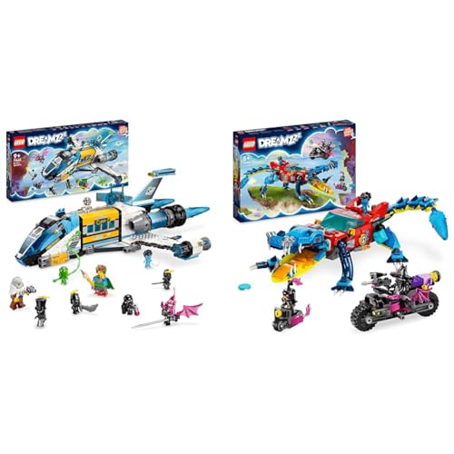 LEGO 71460 DREAMZzz Mr. Oz Weltraumbus, zweifach baubares Raketen-Bus-Spielzeug & 71458 DREAMZzz Krokodilauto, 2in1 Set als Monster Truck oder Krokodil-Spielzeug-Auto von LEGO