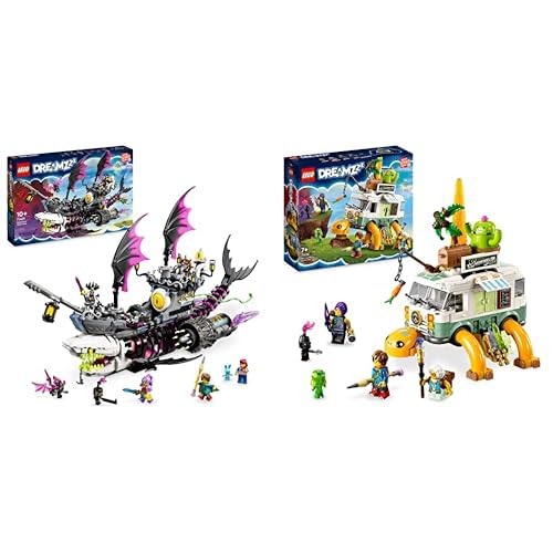 LEGO 71469 DREAMZzz Albtraum-Haischiff, Baue 2 Arten des Piraten-Boot-Spielzeuges & 71456 DREAMZzz Mrs. Castillos Schildkrötenbus von LEGO