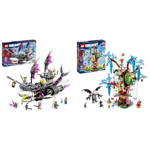 LEGO 71469 DREAMZzz Albtraum-Haischiff, Baue 2 Arten des Piraten-Boot-Spielzeugs & 71461 DREAMZzz Fantastisches Baumhaus Set, Baue 2 Versionen von LEGO