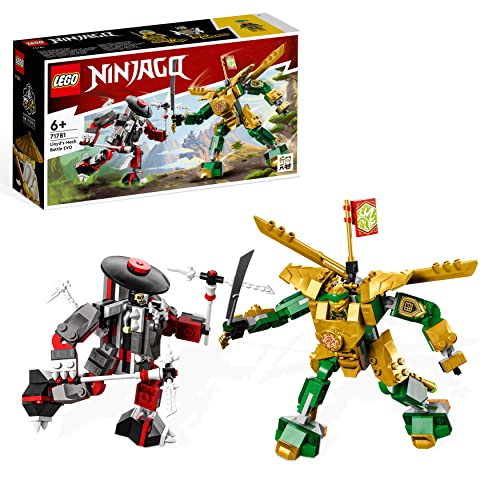 LEGO 71781 NINJAGO Lloyds Mech-Duell EVO, 2 Action-Figuren Set Mit Aufrüstbarer Figur, Sammelbares Spielzeug Mit Dem Goldenen Lloyd Und Skelett-Krieger LEGO 71781 NINJAGO Lloyds Mech-Duell EVO, 2 Action-Figuren Set Mit Aufrüstbarer Figur, Sammelbares Spielzeug Mit Dem Goldenen Lloyd Und Skelett-Krieger von LEGO