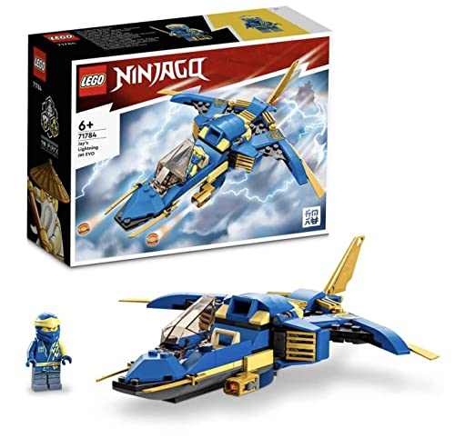 LEGO NINJAGO Jays Donner-Jet EVO, Aufrüstbares Ninja Spielzeug-Flugzeug mit Jay Minifigur, Geschenkidee zum Geburtstag für Kinder ab 7 Jahren 71784 von LEGO