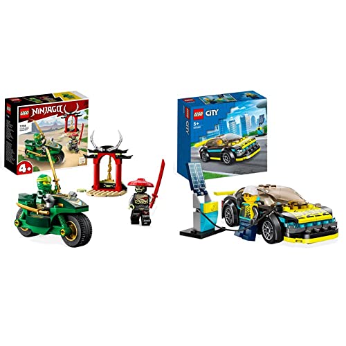 LEGO 71788 NINJAGO Lloyds Ninja-Motorrad, Spielzeug für Anfänger mit 2 Minifiguren: Lloyd und Skelett-Wächter, Lernspielzeug für Kinder ab 4 Jahren & 60383 City Elektro-Sportwagen Set, ab 5 Jahren von LEGO