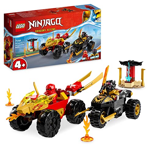 LEGO NINJAGO Verfolgungsjagd Set mit Kais Flitzer und Ras' Motorrad, Spielzeug für Kinder ab 4 Jahren, Ninja-Auto-Spielzeug zum Bauen, Minifigur zum Sammeln 71789 LEGO NINJAGO Verfolgungsjagd Set mit Kais Flitzer und Ras' Motorrad, Spielzeug für Kinder ab 4 Jahren, Ninja-Auto-Spielzeug zum Bauen, Minifigur zum Sammeln 71789 von LEGO