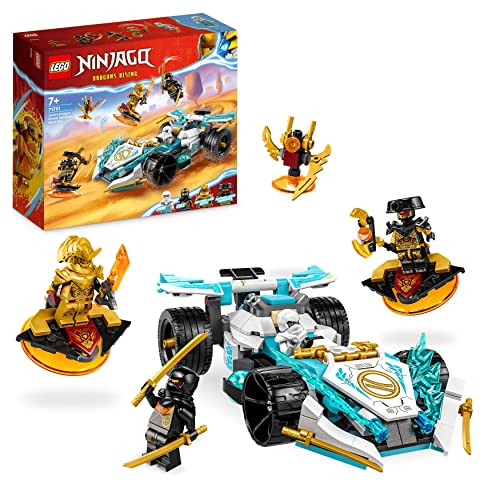 LEGO NINJAGO Zanes Drachenpower-Spinjitzu-Rennwagen, Spielzeug für Kinder ab 7 Jahren, Jungen & Mädchen, Fahrzeug-Bausatz mit Spinnfunktion und 4 Minifiguren 71791 von LEGO