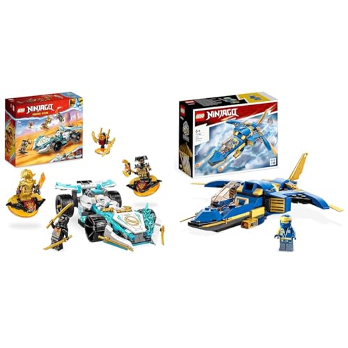 LEGO 71791 NINJAGO Zanes Drachenpower-Spinjitzu-Rennwagen & 71784 NINJAGO Jays Donner-Jet EVO, Aufrüstbares Ninja Spielzeug-Flugzeug von LEGO