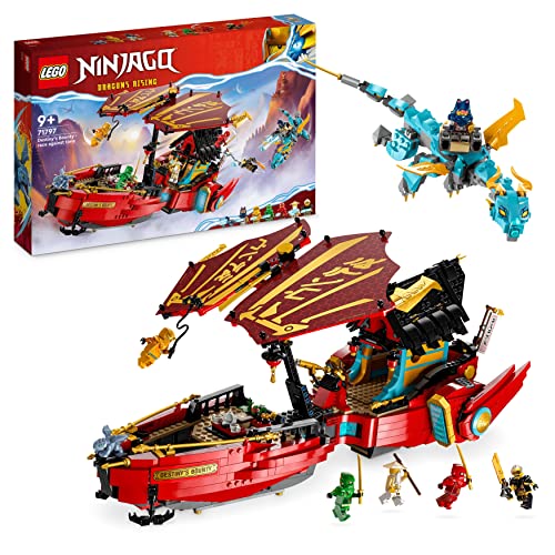 LEGO NINJAGO Ninja-Flugsegler im Wettlauf mit der Zeit, Ninja Luftschiff Spielzeug-Set mit 2 Drachenfiguren und 6 Minifiguren, 2023 Fahrzeug-Set, Geburtstagsgeschenk-Idee für Kinder 71797 von LEGO