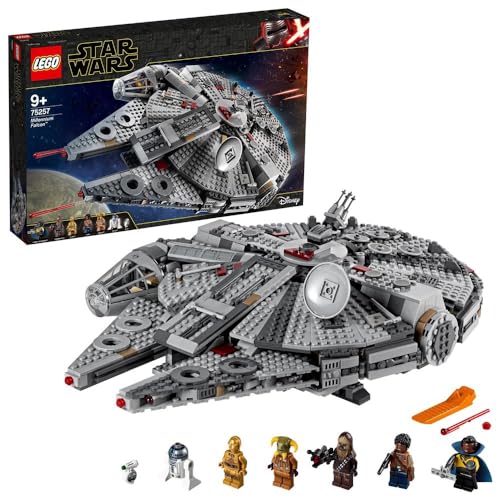 LEGO Star Wars Millennium Falcon Bauspielzeug für Kinder, Jungen & Mädchen, Modellraumschiff-Set mit 7 Figuren inkl. Finn und Chewbacca, C-3PO und R2-D2, The Rise of Skywalker Geschenke 75257 von LEGO