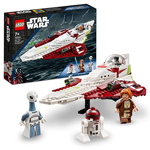 LEGO Star Wars Obi-Wan Kenobis Jedi Starfighter, Spielzeug zum Bauen mit Taun We, Droidenfigur und Lichtschwert, Angriff der Klonkrieger Set 75333 von LEGO