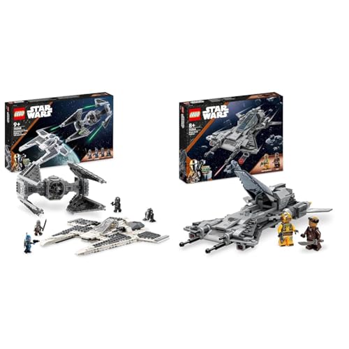LEGO 75348 Star Wars Mandalorianischer Fang Fighter vs. TIE Interceptor Set, Starfighter Spielzeug zum Bauen für Kinder mit 3 Minifiguren & 75346 Star Wars Snubfighter der Piraten Set von Star Wars