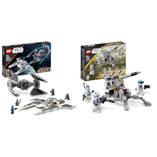 LEGO 75348 Star Wars Mandalorianischer Fang Fighter vs. TIE Interceptor Set & 75345 Star Wars 501st Clone Troopers Battle Pack Set mit Fahrzeugen und 4 Figuren von LEGO